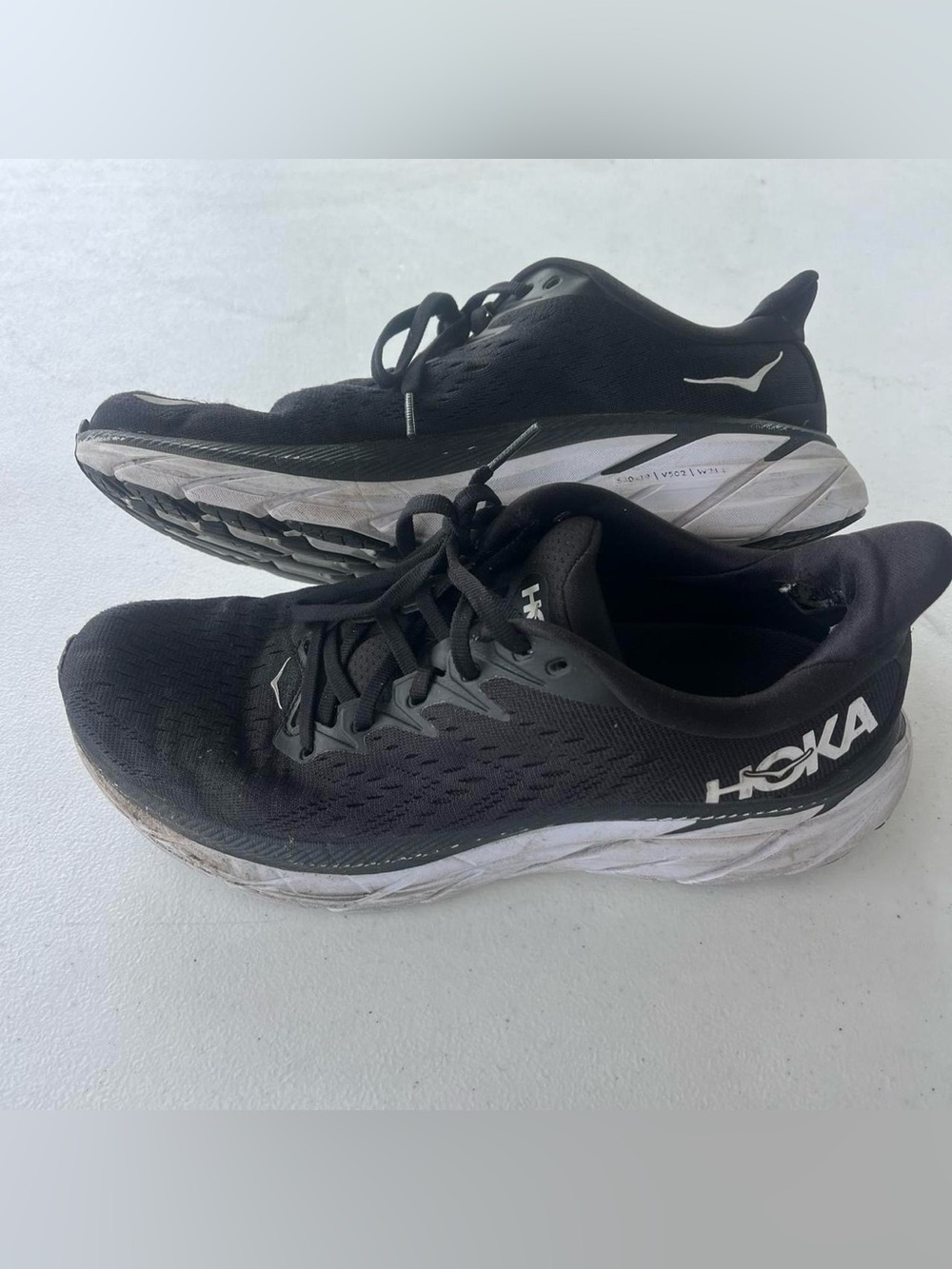 HOKA Clifton Running Shoes Black White Athletic Sneakers Women’s Size 9 - Picture 2 of 7